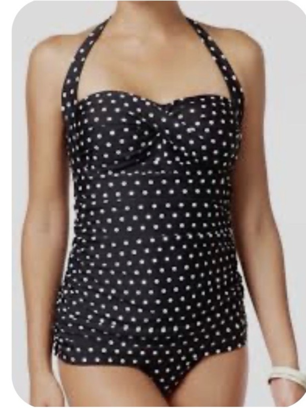 Ralph Lauren Black Polka Dot Halter One-Piece Swimsuit 18W